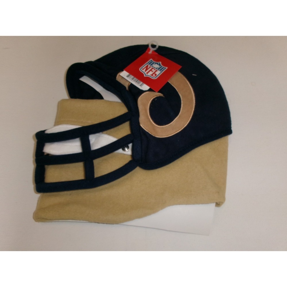LOS ANGLES RAMS SKI MASK BEANIE KNIT TOBOGGAN 00S Y2K HAT CAP VINTAGE DEATOCK H3